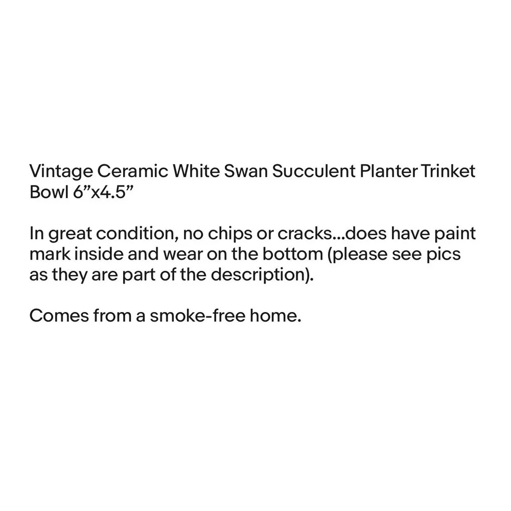 Vintage‎ Ceramic White Swan Succulent Planter Trinket Bowl 6